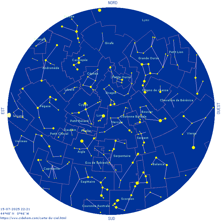 carte des constellations hemisphere nord