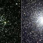 Voici deux amas d'étoiles. A gauche, l'amas ouvert M 52 est nettement moins dense que l'amas globulaire M 22 à droite. Leur nature est très différente. 
