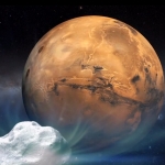 Vue d'artiste de la comète 2013 A1 s'approchant de Mars