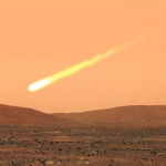 Vue d'artiste de la comète Siding Spring dans le ciel martien