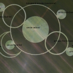Vue aérienne annotée du crop-circle.