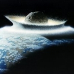 Vue d'artiste d'un impact d'astéroïde avec la Terre