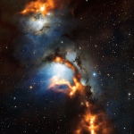 Les parages de la nébuleuse par réflexion Messier 78, juste au nord de la ceinture d'Orion, vus par APEX