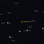 Position de la comète C/2022 E3 (ZTF) au 4 janvier 2023. Mais ça change un peu tous les jours. Cliquez sur l'image pour obtenir une version actualisée