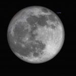 Voici l'aspect de la Lune au maximum de l'éclipse, à 22h08. Ami lecteur, parviendras tu à repérer la zone du disque lunaire plongée dans l'ombre ? ;-)