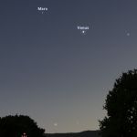 Aspect du ciel en région parisienne le 6 juin 2023, avec Vénus et Mars au-dessus de l'horizon ouest.