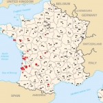 localisation des témoins connus du bolide français, au 25/07/2013 à 18h00 heure de Paris