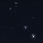 Aspect de la conjonction entre Vénus et le croissant lunaire le 10 octobre 2023 au matin