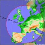 Trajectoire projetée au sol de l'ISS entre 0h34 et 0h41 le 2 juin 2017

