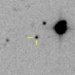 L’image de la découverte de 1997 XF11, obtenue par Jim Scotti