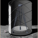 Vue d'artiste d'un télescope lunaire à miroir liquide de grande taille