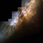 M 82 vue par Hubble après l’accident. Un peu déformée, mais en pleine forme !