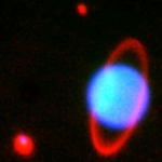 Grosse ambiance autour d’Uranus ce soir-là, qui laissait apparaître son système d’anneaux en lumière infrarouge. Ariel et Miranda étaient également de la partie.