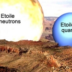 Ce schéma compare la taille d'une étoile à neutrons et d'une étoile à quarks par rapport au Grand Canyon en Arizona. Plus petite et dense, l'étoile à quarks serait constituée de quarks. Mais bien des mystères subsistent au sujet de ces astres encore hypothétiques.