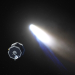 Vue d’artiste de CONTOUR se dirigeant vers une comète.