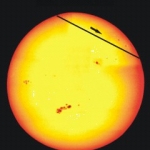 Trajectoire de Mercure  lors de son transit devant le Soleil le 7 mai 2003