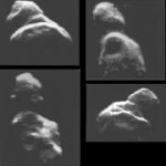 L'astéroïde Toutatis, beaucoup plus gros que 2009 DD 45, observé au radar sous différents angles en 1992. Il est passé à 1,6 millions de km de la Terre en 2004