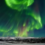 Aurore boréale observée le 14 février en Norvège au niveau du cercle polaire arctique