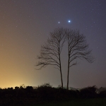 Jupiter et Vénus immortalisées de façon très inspirée par Laurent Laveder le 12 mars au soir dans le ciel de Bretagne.