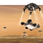 Vue d'artiste de l'atterrissage de Curiosity sur Mars lundi 6 août