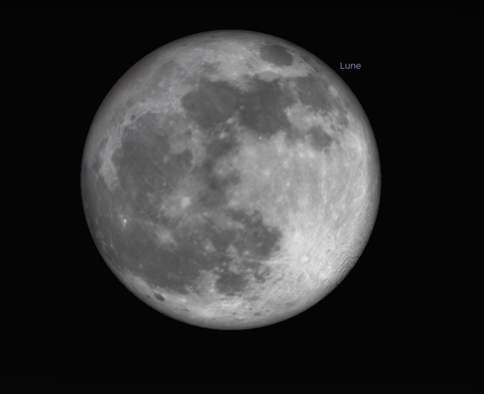 Voici l\'aspect de la Lune au maximum de l\'éclipse, à 22h08. Ami lecteur, parviendras tu à repérer la zone du disque lunaire plongée dans l\'ombre ? ;-)
