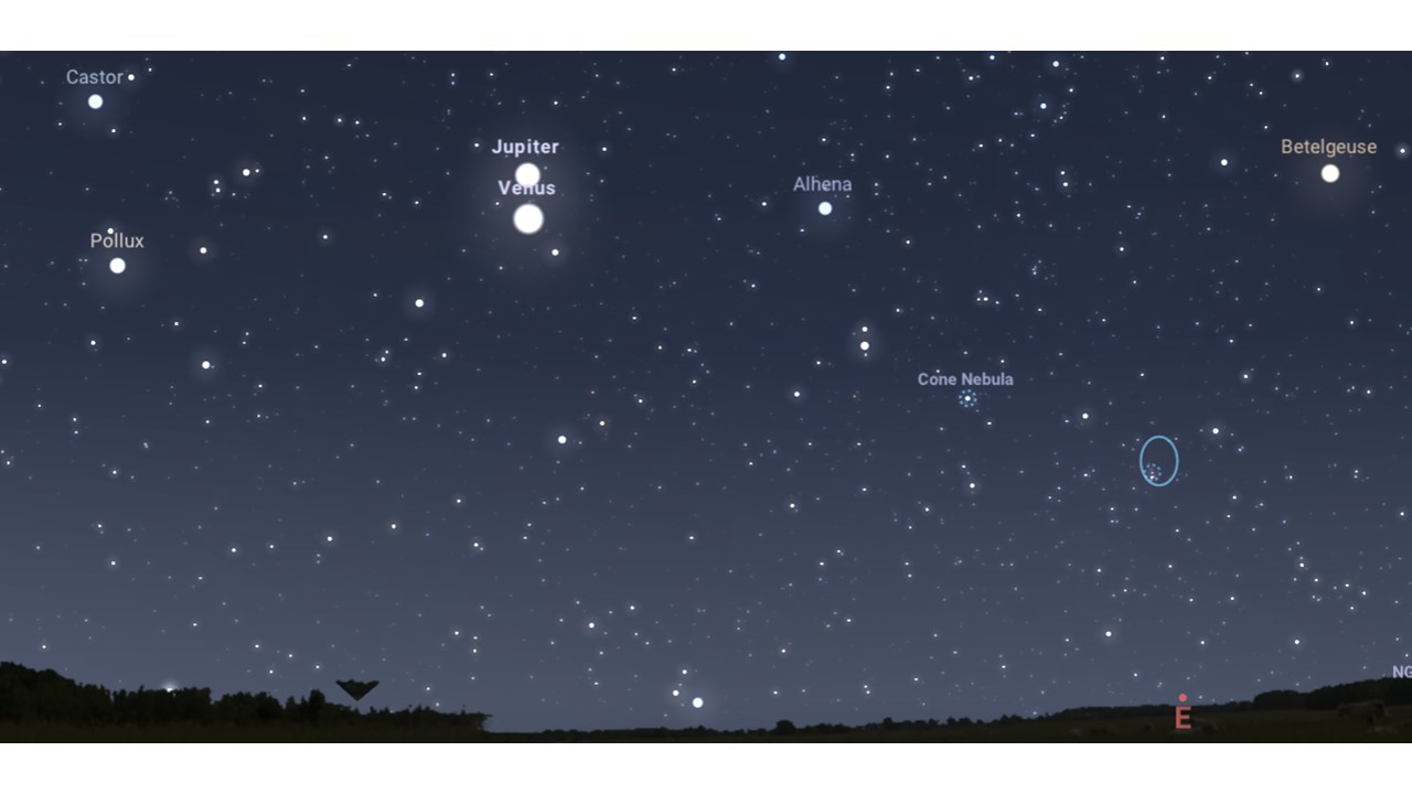 Jupiter et Vénus alignées sur la verticale le 13 août 2025 au petit matin