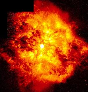 L’étoile Wolf-Rayet 124 vue par le télescope spatial. 