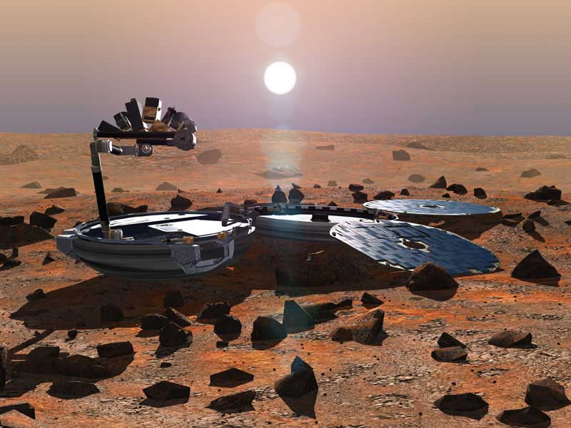 Beagle 2 débutant sa mission au cœur d’Isidis Planitia