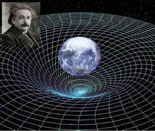 Vue d’artiste du concept de distorsions dans l’espace-temps introduites par la rotation terrestre.