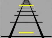 L’illusion de Ponzo illustrée. Laquelle des deux barres jaunes est la plus grande ? Réponse : aucune. Elles sont en vérité toutes les deux de la même longueur, et c’est l’arrière-plan qui nous trompe