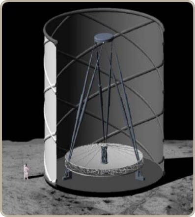 Vue d\'artiste d\'un télescope lunaire à miroir liquide de grande taille