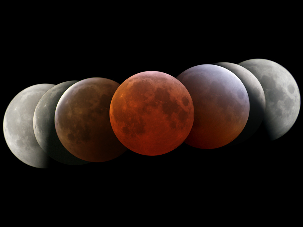 Les différentes phases d\'une éclipse de Lune