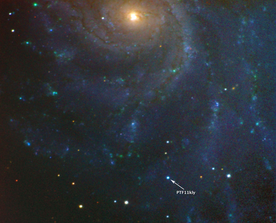 Une supernova de type 1a dans la galaxie M101. Chic, on va pouvoir mesurer la constante de Hubble !