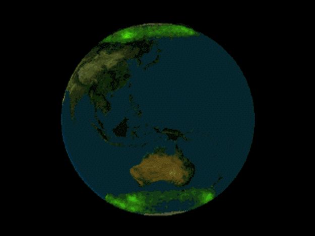 Spectaculaires images d\'aurores polaires symétriques prises par le satellite Polar