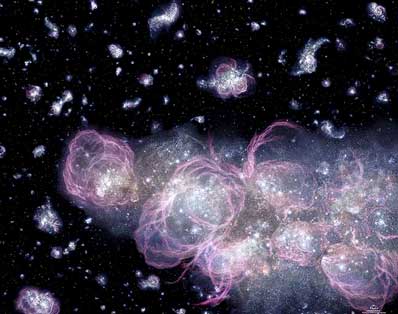 Un feu d’artifice cosmique a-t-il salué la naissance de l’Univers ?  Pour une fois,  c’est le bouquet final qui aurait ouvert le bal…