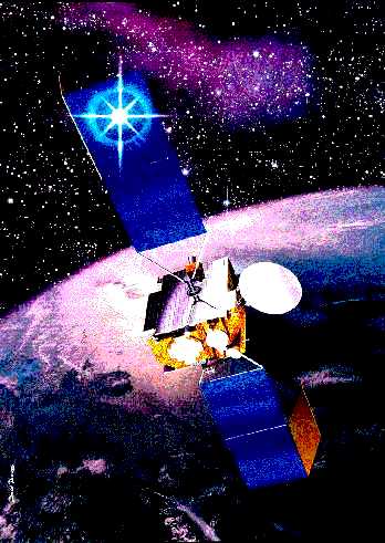 Le satellite de communication Stentor, utilisé comme relais entre la station portable de télémédecine et le centre hospitalier Le satellite de communication Stentor, utilisé comme relais entre la station portable de télémédecine et le centre hospitalier
