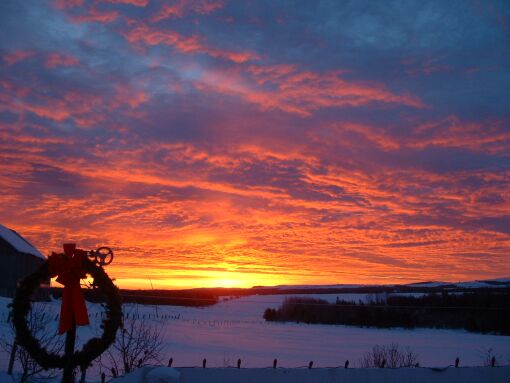 Lever de
soleil
du
31
décembre
2002
à
Saint-
Gabriel, Québec
