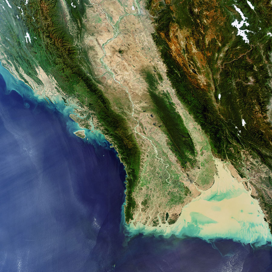 La Birmanie vue par le satellite de l\'Agence Spatiale Européenne Envisat