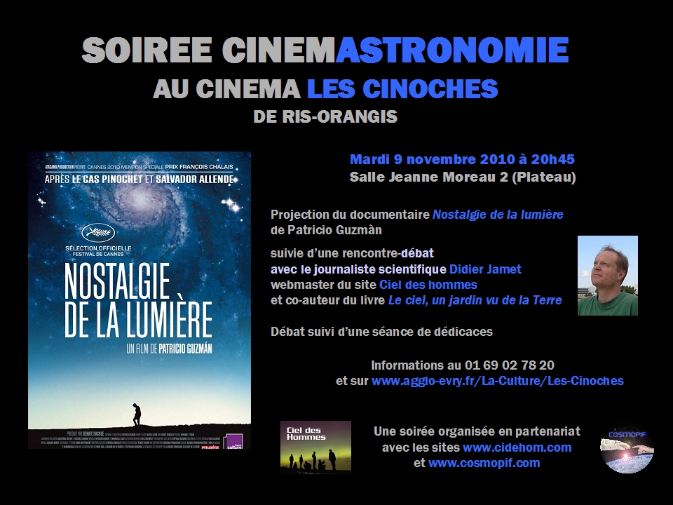Nostalgie de la lumière, une grande soirée Cinéma et Astronomie aux Cinoches de Ris Orangis
