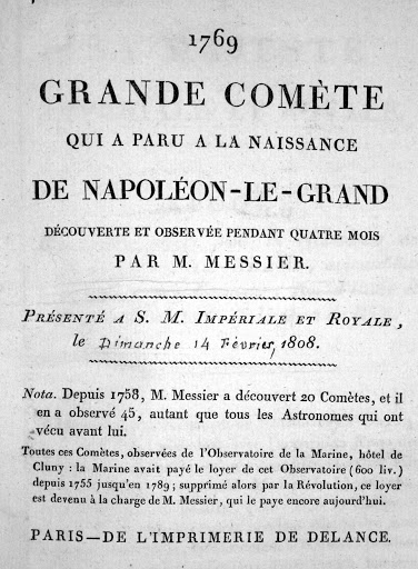 Mémoire de Charles Messier de 1808 tout à la gloire de Napoléon-le-Grand. Admirez la façon non subtile de demander des finances...