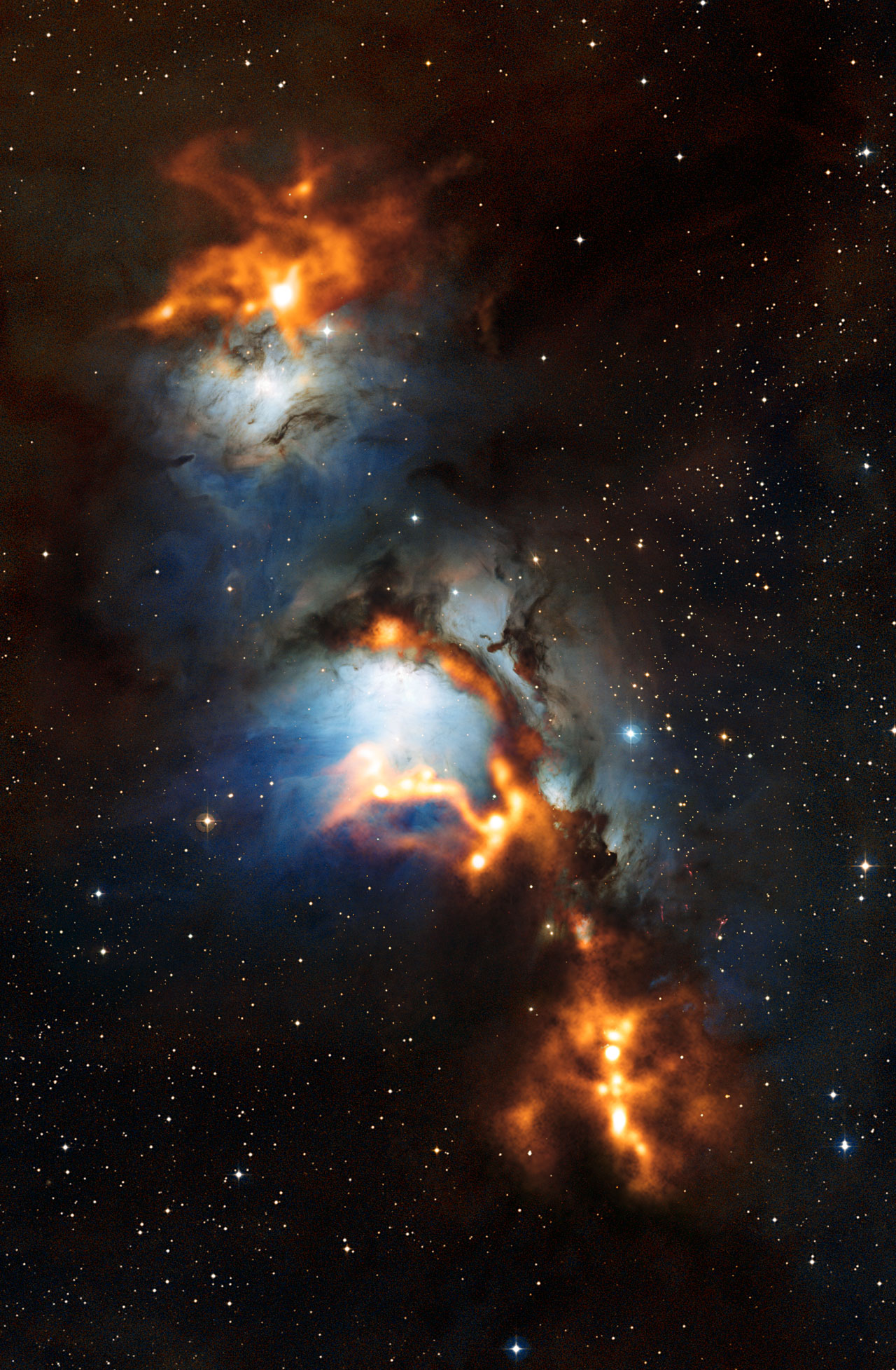 Les parages de la nébuleuse par réflexion Messier 78, juste au nord de la ceinture d\'Orion, vus par APEX