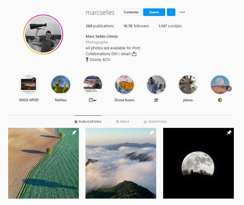 Le compte Instagram de Marc Sellés Llimós